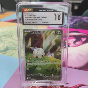 Graded- Pokemon Togedemaru 104/094 Illustration Rare Phantasmal Flames - CGC 10 PRISTINE