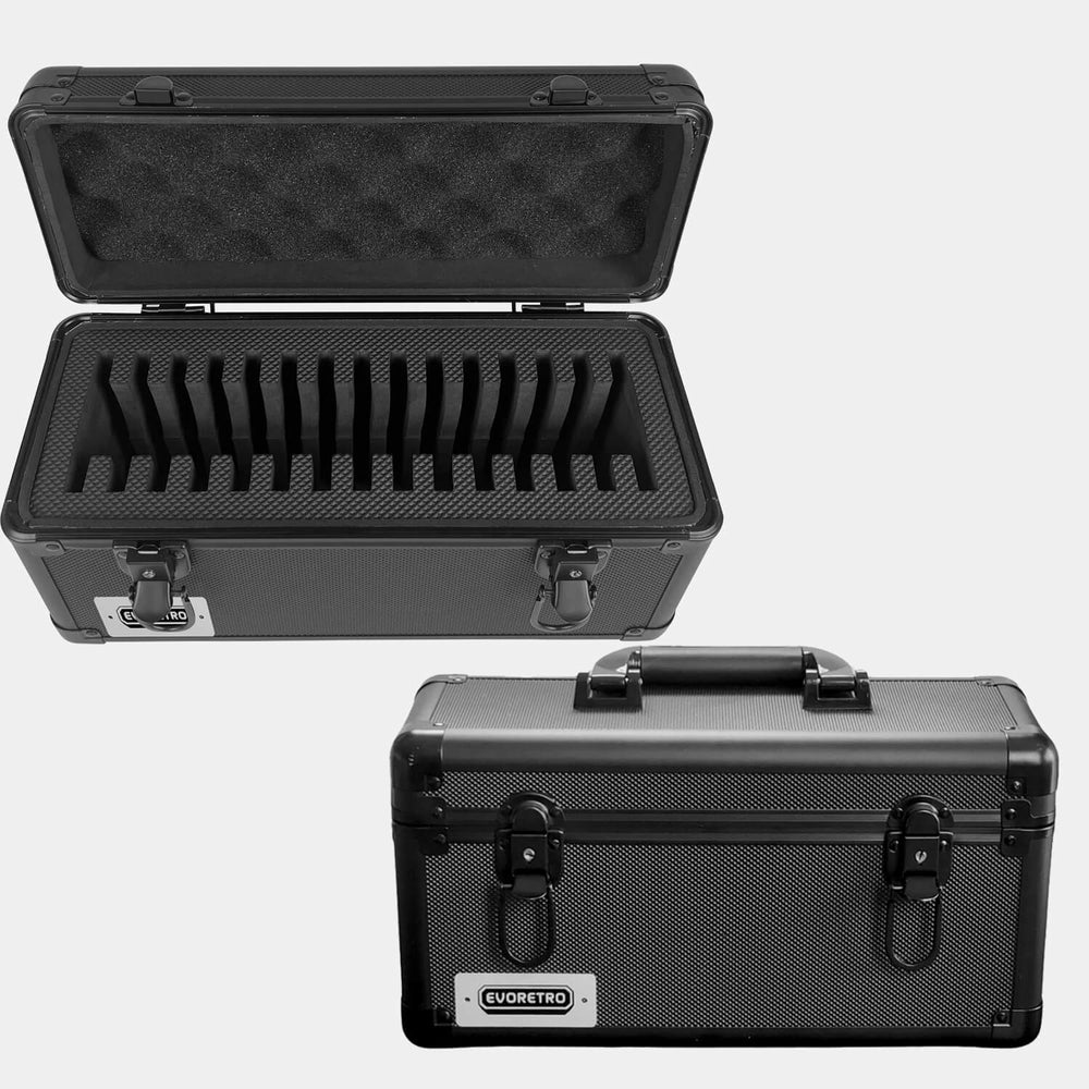 15-Slab Case Individual Slot with Handle, Black