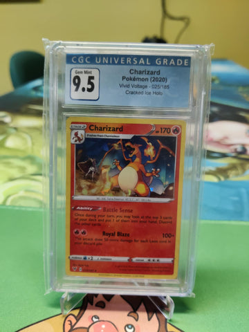 Graded- Charizard Vivid Voltage 2020 #25 Cracked ice Holo CGC 9.5