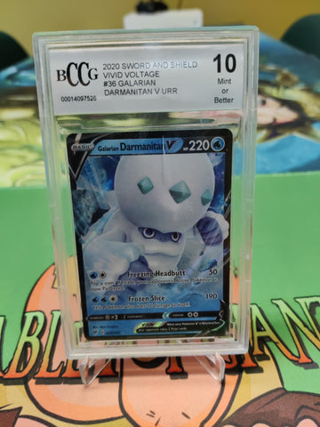 Graded- Galarian Darmanitan V 2020 Sword & Shield #36 BccG Mint 10