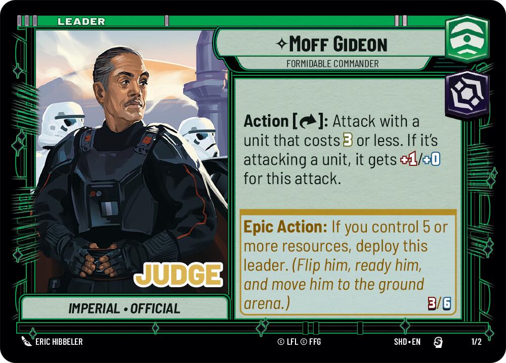 Moff Gideon - Formidable Commander (1/2) (Judge Promo) FOIL (1/2) [Shadows of the Galaxy Promos]