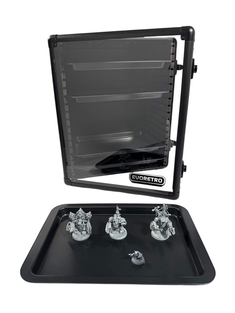 EVORETRO Aluminum Miniatures Display Case with 5 Magnetic Trays