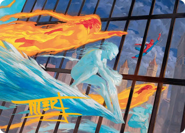 Iceman and Firestar Art Card (Gold-Stamped Signature) [Marvel Super Heroes Art Series]