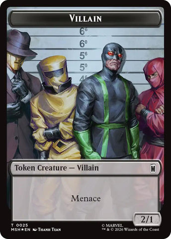 Villain // Robot Villain Double-Sided Token (025//026) (Surge Foil) [Marvel Super Heroes Tokens]