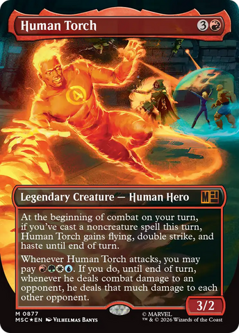 Human Torch (Borderless) (Surge Foil) [Marvel Super Heroes Commander]