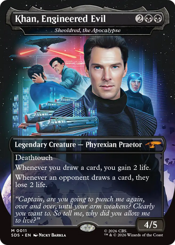 Khan, Engineered Evil - Sheoldred, the Apocalypse (Borderless) [Star Trek: Stardates]