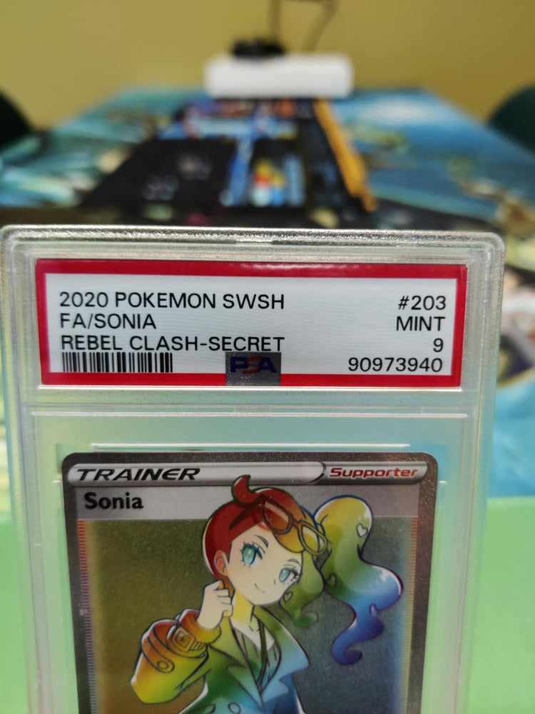Graded- Sonia Trainer #203 Secret Rare Rebel Clash MINT PSA 9