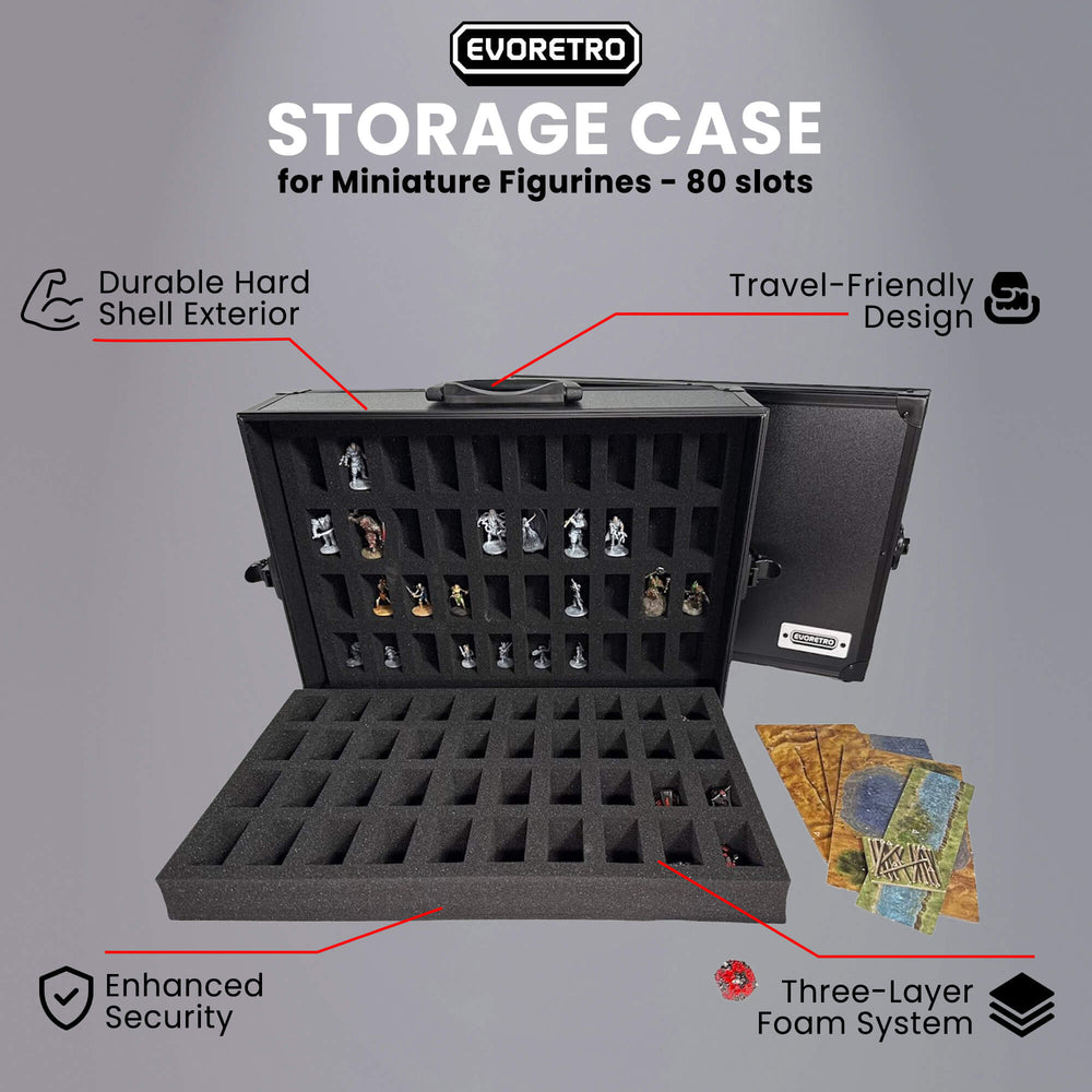 80-Slot Miniature Storage Case with Customizable Foam