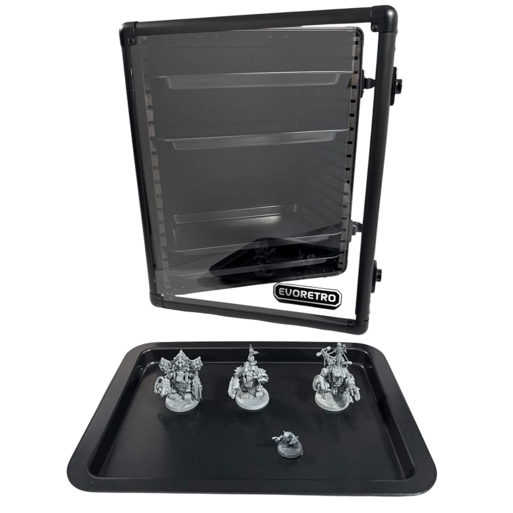 EVORETRO Aluminum Miniatures Display Case with 5 Magnetic Trays
