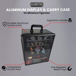 EVORETRO Aluminum Miniatures Display Case with 5 Magnetic Trays