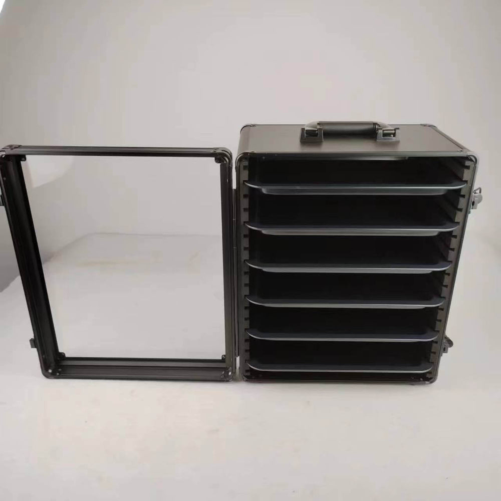 EVORETRO Aluminum Miniatures Display Case with 5 Magnetic Trays