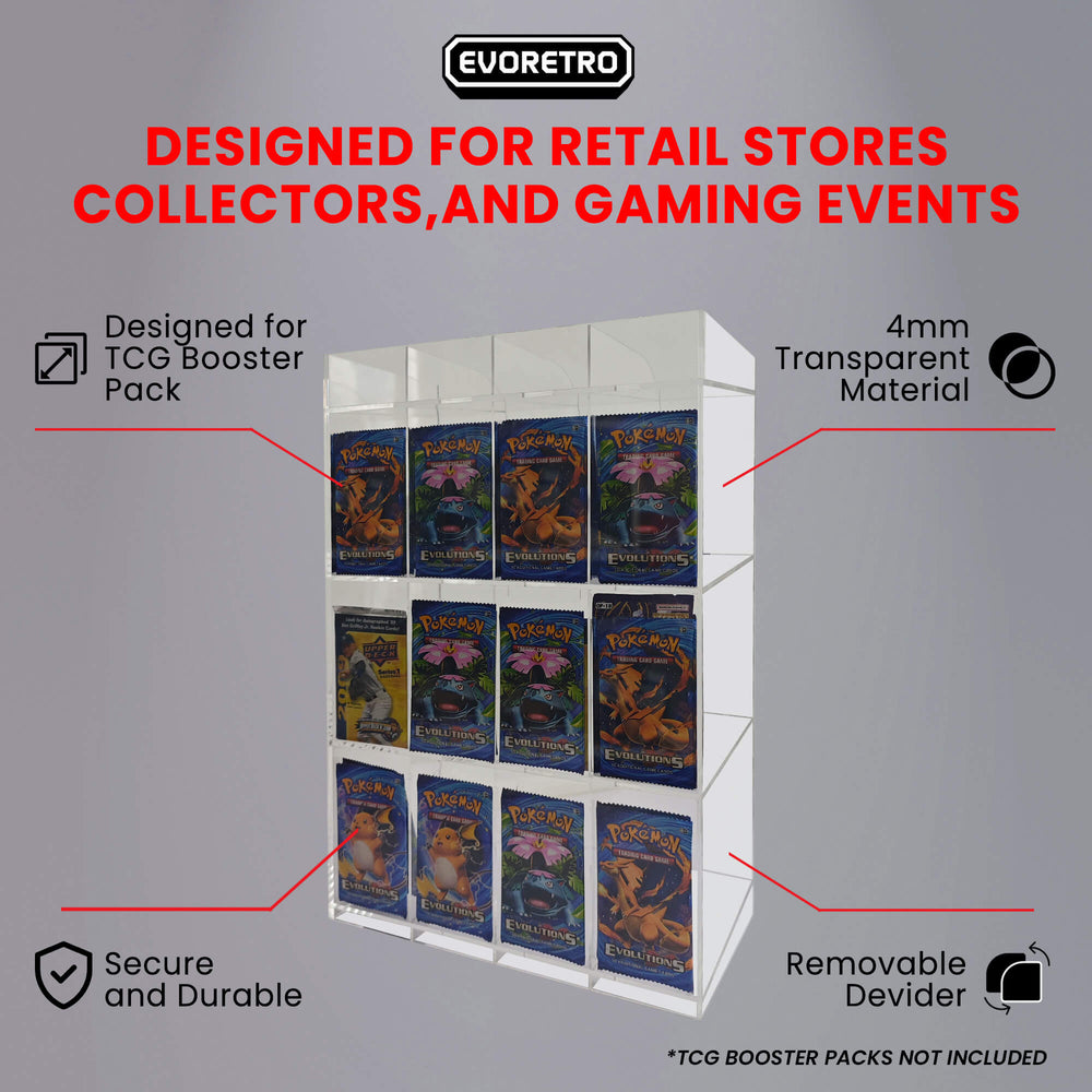 Acrylic Display Stand for Booster  DispenserPacks – Retail Counter Unit with Top Shelf