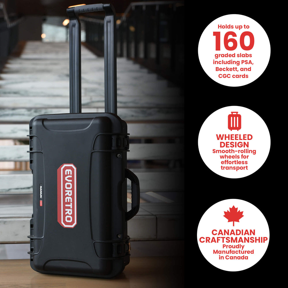 EVORETRO Waterproof Wheeled Card Case - Holds 160 Graded Slabs