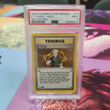Graded- Pokemon PSA 9 1ST EDITION GYM HEROES LT. SURGE 17/132 - GEM MINT