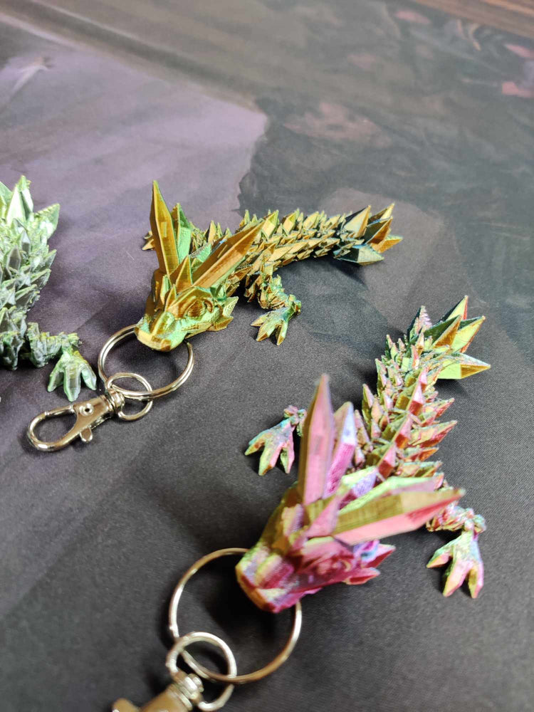 3D print- Keychain CRYSTAL dragon Wyrmling assorted random color combo