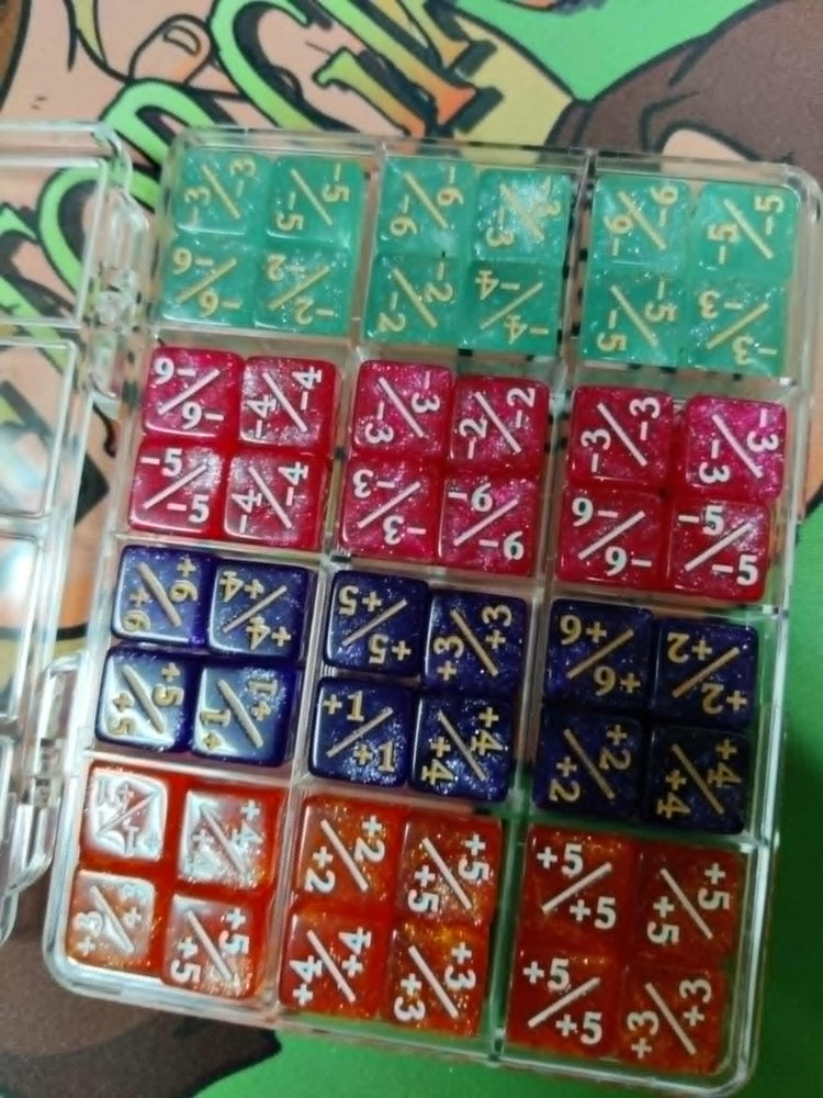 Dice- 48 count D6: Plus/ Minus dice multi color