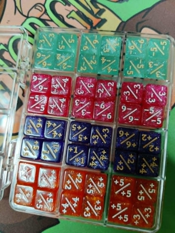 Dice- 48 count D6: Plus/ Minus dice multi color