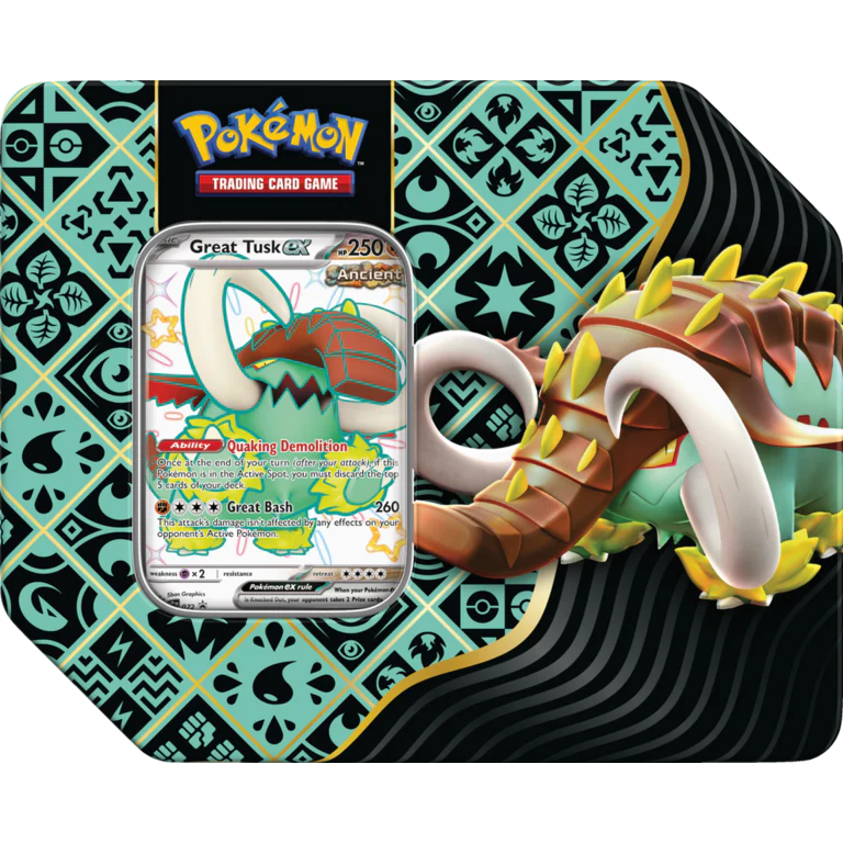 Pokemon- Paldean Fates Tin (Great Tusk ex)