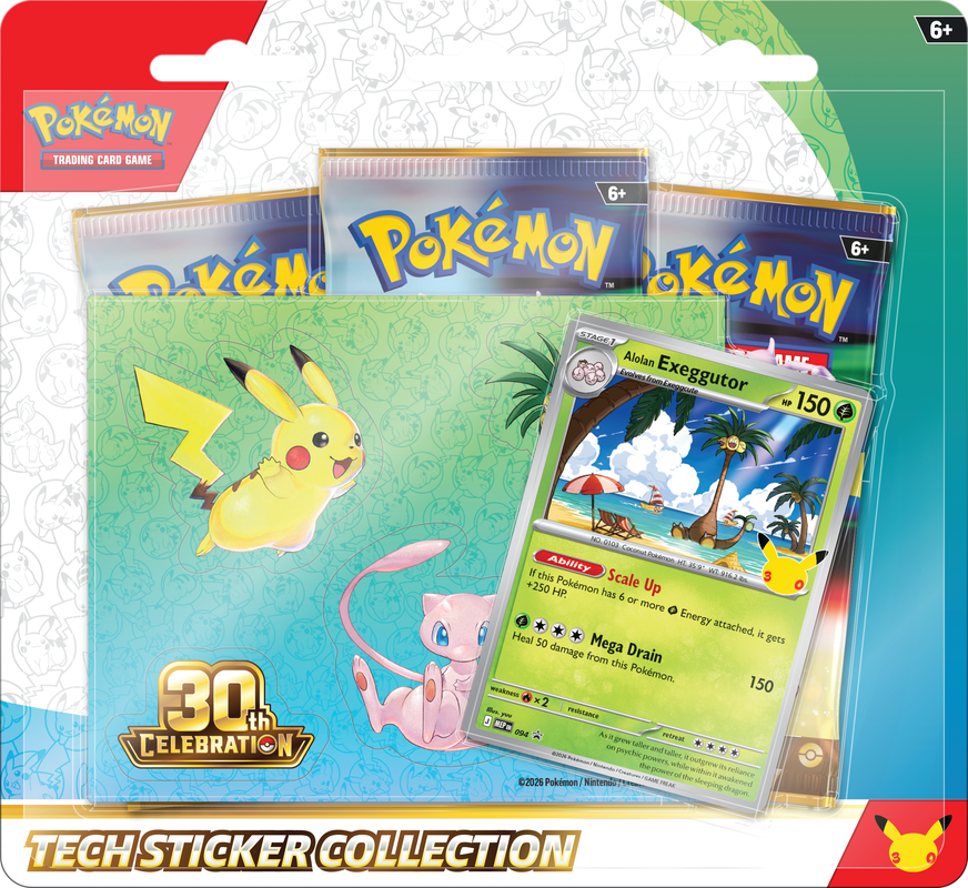 POKEMON- 30TH CELEBRATION TECH STICKER COLLECTION (Random of 2 choices)