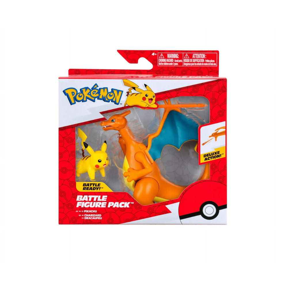 Pokemon- Battle Figure 2 Pack - Features 4.5-Inch Charizard and 2-Inch Pikachu Battle Figures