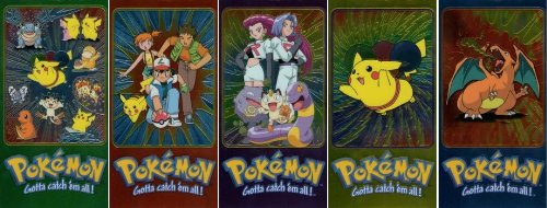 Pokemon- Topps Chrome 2000 Foil Oversized Jumbo 5 Card Set Pokemon TV Vintage (Set of 5) NM