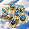 Dice- 7 Resin Dice Gold w/ Blue eye for Role-Playing Games, MTG Tabletop Games
