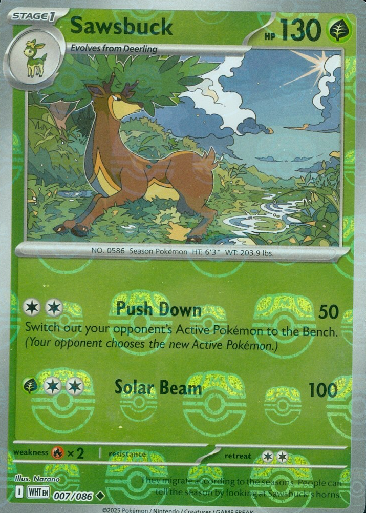 Sawsbuck (007/086) (Master Ball Pattern) [Scarlet & Violet: White Flare]