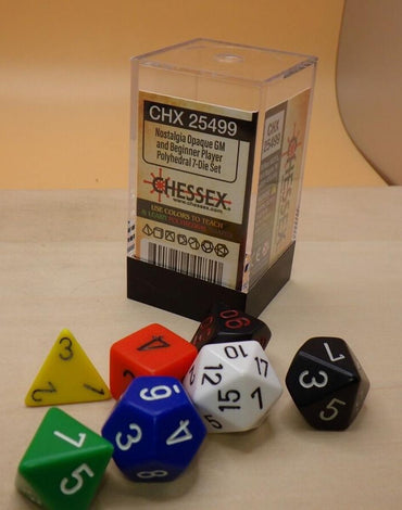 Dice- Chessex Nostalgia Opaque GM & Beginner Player Polyhedral 7-Dice Set 25499