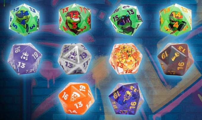 Dice- MTG TMNT PACKS Blind bag (Random Dice set, Coin, & Dice Bag)