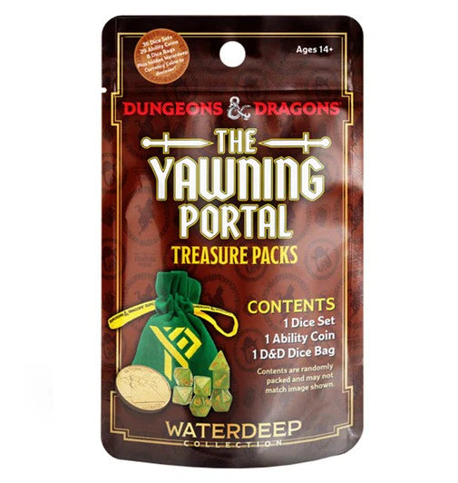 DND- YAWNING PORTAL TREASURE PACKS Blind Bag (Random Dice set, Coin, & Dice Bag)