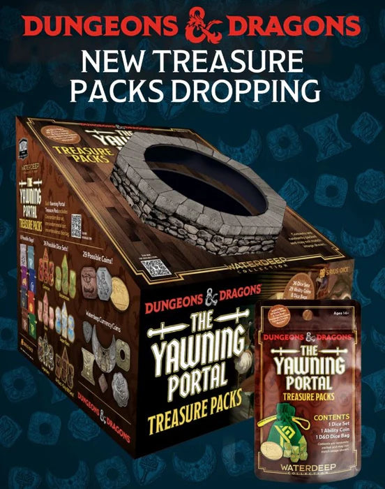 DND- YAWNING PORTAL TREASURE PACKS Blind Bag (Random Dice set, Coin, & Dice Bag)