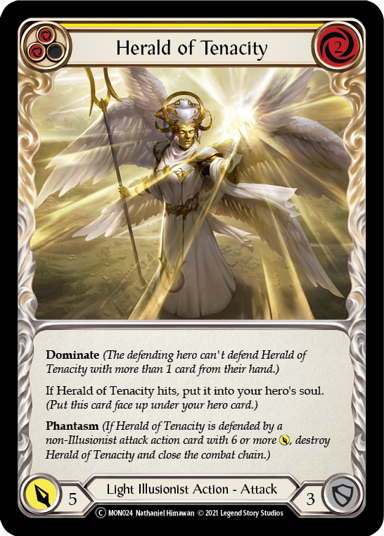 Herald of Tenacity (Yellow) (Rainbow Foil) [U-MON024-RF] Unlimited Edition Rainbow Foil