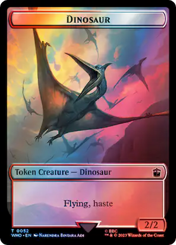 Human Rogue // Dinosaur Double-Sided Token (Surge Foil) [Doctor Who Tokens]
