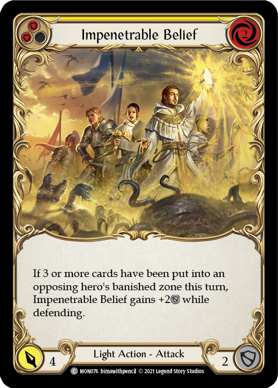 Impenetrable Belief (Yellow) (Rainbow Foil) [MON076-RF] 1st Edition Rainbow Foil