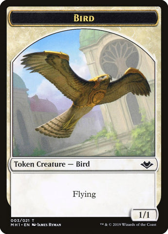 Bird (003) // Serra the Benevolent Emblem Double-Sided Token [Modern Horizons Tokens]
