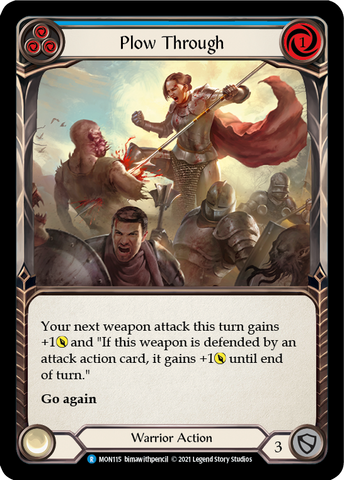 Plow Through (Blue) (Rainbow Foil) [MON115-RF] 1st Edition Rainbow Foil