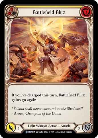 Battlefield Blitz (Yellow) (Rainbow Foil) [U-MON037-RF] Unlimited Edition Rainbow Foil