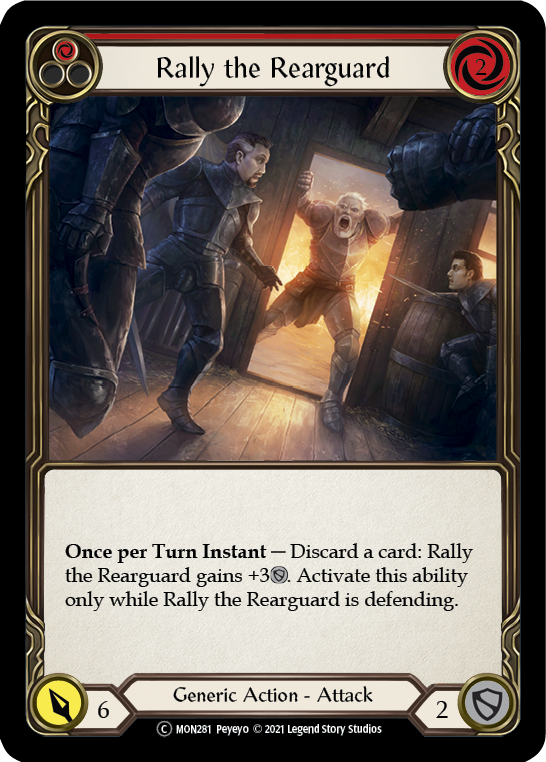 Rally the Rearguard (Red) (Rainbow Foil) [U-MON281-RF] Unlimited Edition Rainbow Foil
