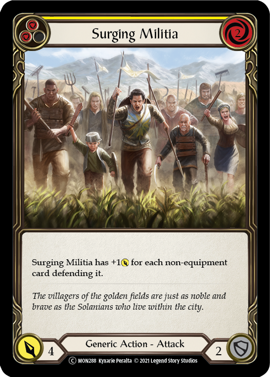 Surging Militia (Yellow) (Rainbow Foil) [U-MON288-RF] Unlimited Edition Rainbow Foil