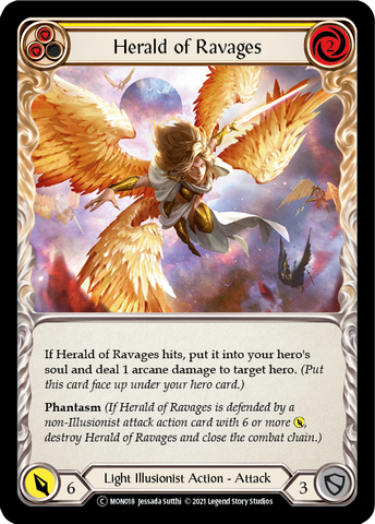 Herald of Ravages (Yellow) (Rainbow Foil) [U-MON018-RF] Unlimited Edition Rainbow Foil