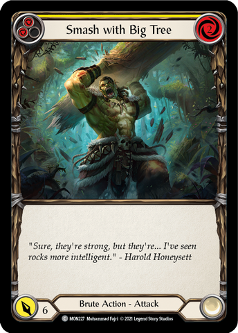 Smash with Big Tree (Yellow) (Rainbow Foil) [MON227-RF] 1st Edition Rainbow Foil