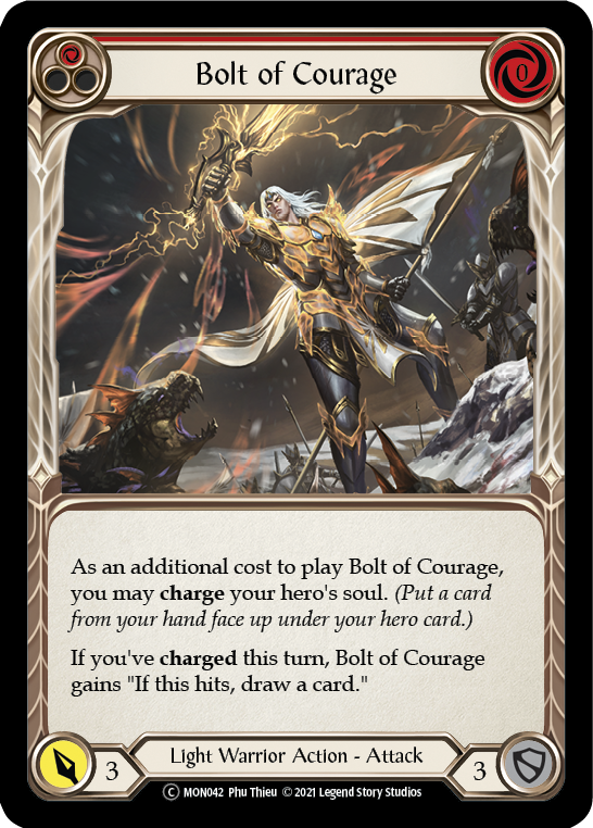 Bolt of Courage (Red) (Rainbow Foil) [U-MON042-RF] Unlimited Edition Rainbow Foil