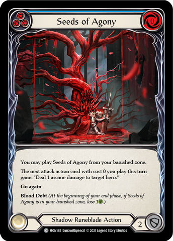 Seeds of Agony (Blue) (Rainbow Foil) [MON185-RF] 1st Edition Rainbow Foil