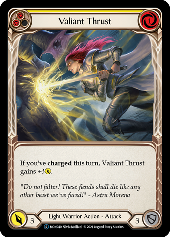 Valiant Thrust (Yellow) (Rainbow Foil) [U-MON040-RF] Unlimited Edition Rainbow Foil