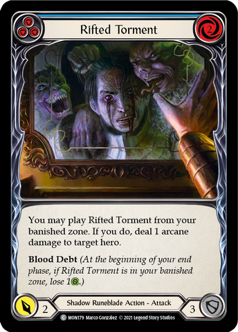 Rifted Torment (Blue) (Rainbow Foil) [MON179-RF] 1st Edition Rainbow Foil