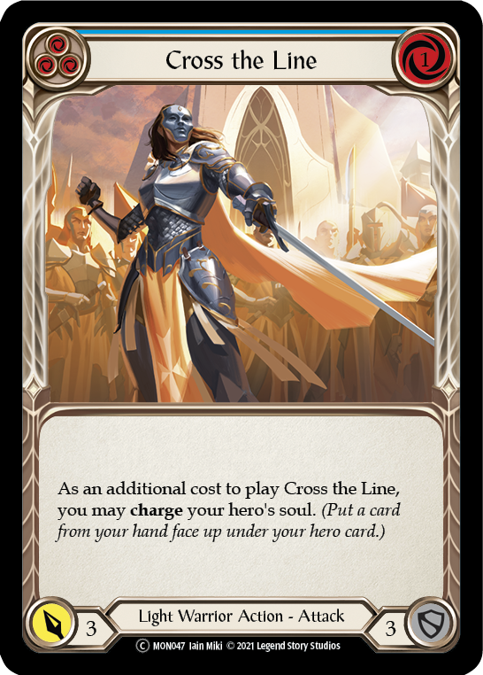 Cross the Line (Blue) (Rainbow Foil) [U-MON047-RF] Unlimited Edition Rainbow Foil