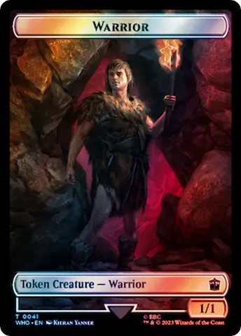 Warrior // Dinosaur Double-Sided Token (Surge Foil) [Doctor Who Tokens]