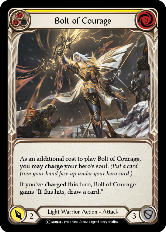 Bolt of Courage (Yellow) (Rainbow Foil) [U-MON043-RF] Unlimited Edition Rainbow Foil