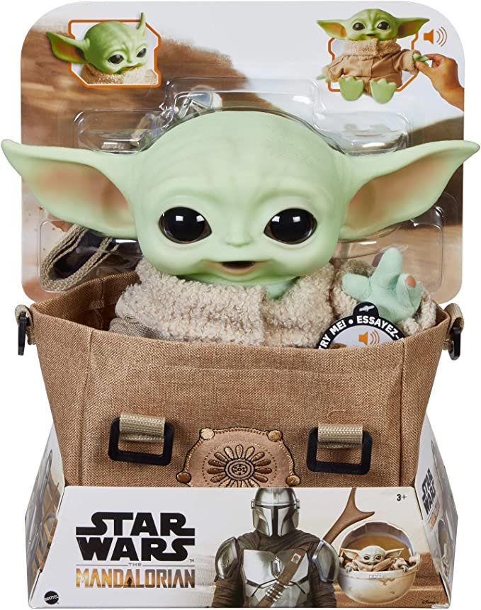 Star Wars- Grogu Plush Toy, The Mandalorian, Star Wars- Collectible Stuffed Groku with Carrying Satchel UPC194730004218