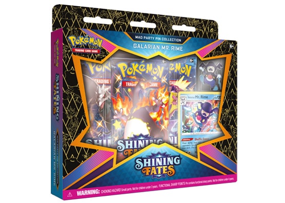 POKEMON- SHINING FATES GALARIAN MR. RIME MAD PARTY PIN COLLECTION BOX  UPC0820650808685